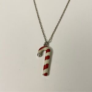 Candy Cane Stripe Christmas Charm Necklace